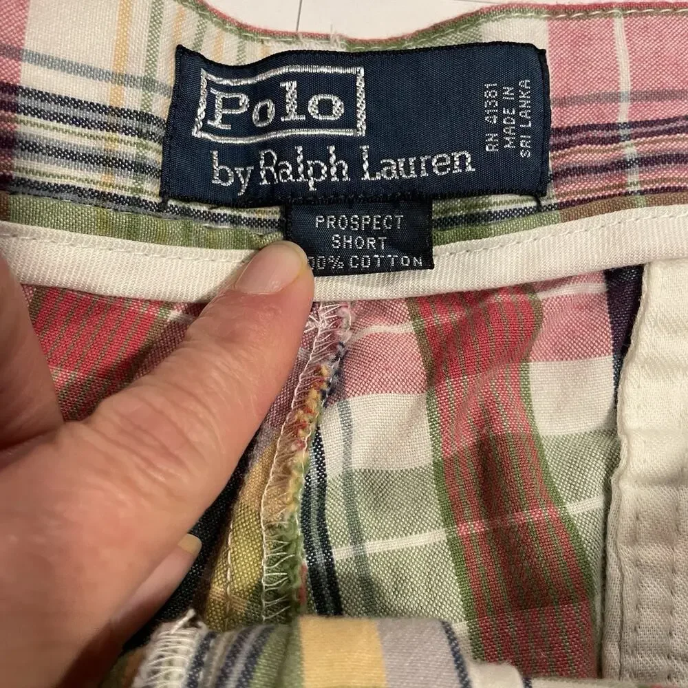 Polo Ralph Lauren Prospect Shorts Mens‎ Sz 34  Plaid Red Vintage Preppy Y2K 90s